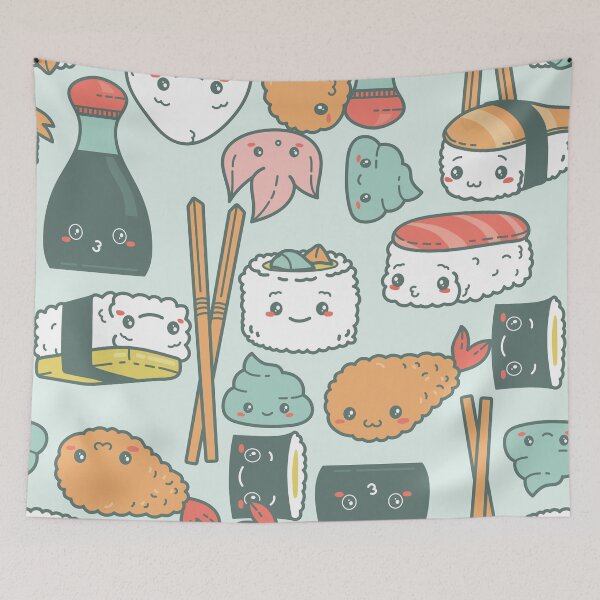 Item preview, kawaii green sushi tempura cute designed and sold by Gossip Rag.