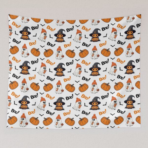Item preview, Pumpkin Ghost Spooky Fall Halloween Pattern designed and sold by Got2BSnazzy.