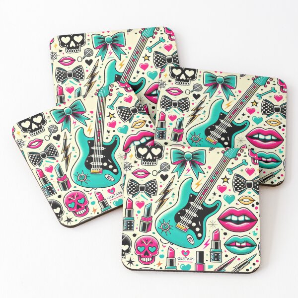 Item preview, Guitar & Skull Pattern (Colours) designed and sold by All4ROCK.