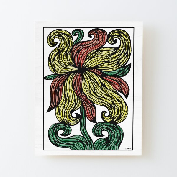 "Fiery Bloom" Wood Mounted Print