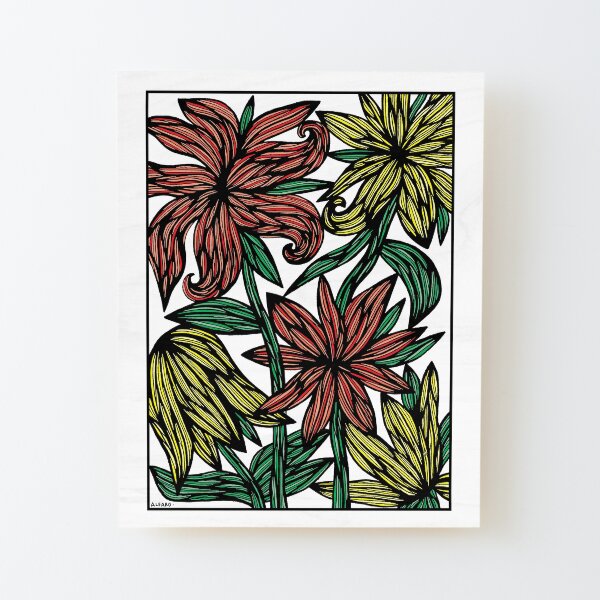 "Sunfire Blossoms" Wood Mounted Print