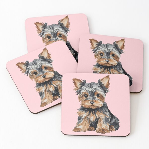 Item preview, Yorkie Puppy Watercolor (pink) designed and sold by Magnolia Valley Art.