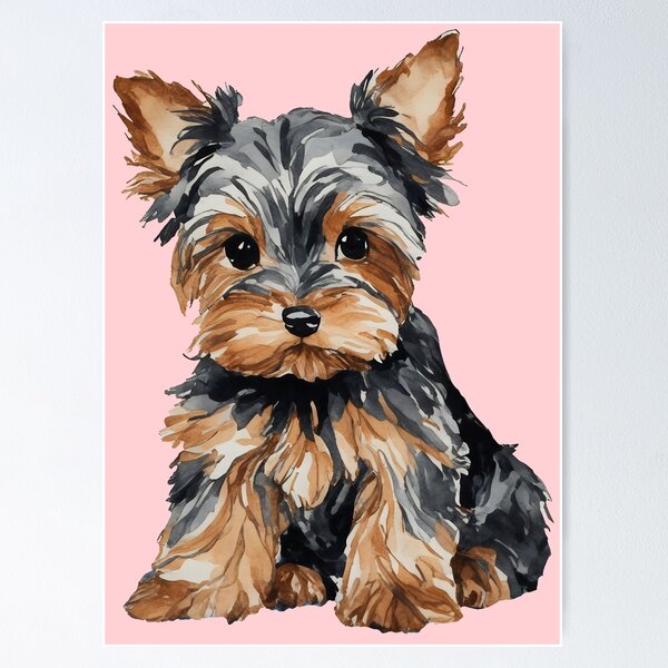 Item preview, Yorkie Puppy Watercolor (pink) designed and sold by Magnolia Valley Art.