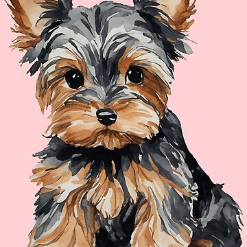 Artwork thumbnail, Yorkie Puppy Watercolor (pink) by Magnolia Valley Art