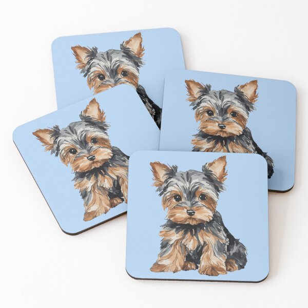 Item preview, Yorkie Puppy Watercolor (blue) designed and sold by Magnolia Valley Art.