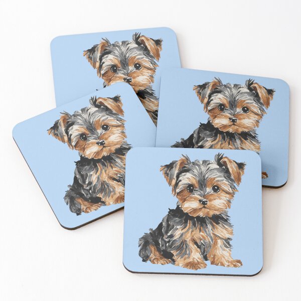 Item preview, Yorkie 2 Puppy Watercolor (blue) designed and sold by Magnolia Valley Art.