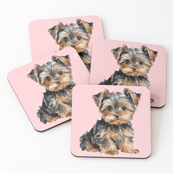 Item preview, Yorkie 2 Puppy Watercolor (pink) designed and sold by Magnolia Valley Art.