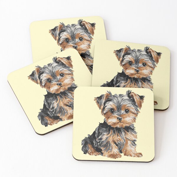 Item preview, Yorkie 2 Puppy Watercolor (yellow) designed and sold by Magnolia Valley Art.