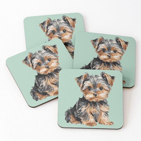 Item preview, Yorkie 2 Puppy Watercolor (mint) designed and sold by Magnolia Valley Art.
