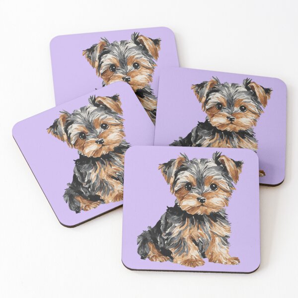 Item preview, Yorkie 2 Puppy Watercolor (purple) designed and sold by Magnolia Valley Art.