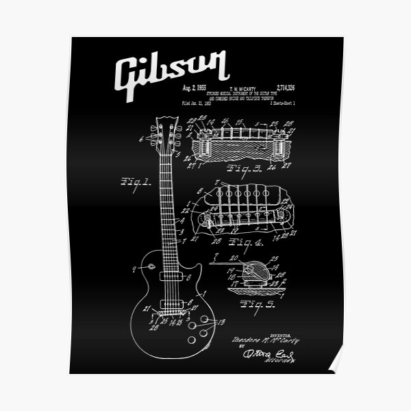 Guitar Gibson Les Paul Patent White Poster