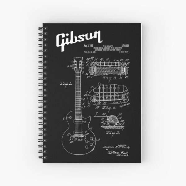 Guitar Gibson Les Paul Patent White Spiral Notebook