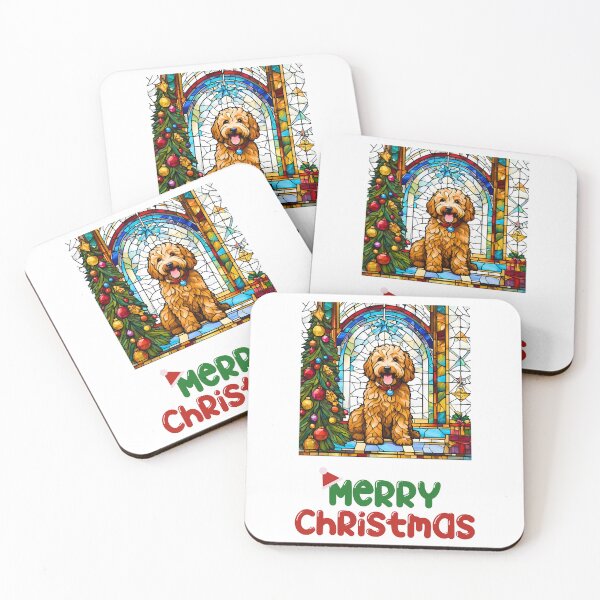 Item preview, Festive Miniature Goldendoodle Stained Glass Christmas Art – Perfect for Greeting Cards & Gifts designed and sold by Fredster1966.