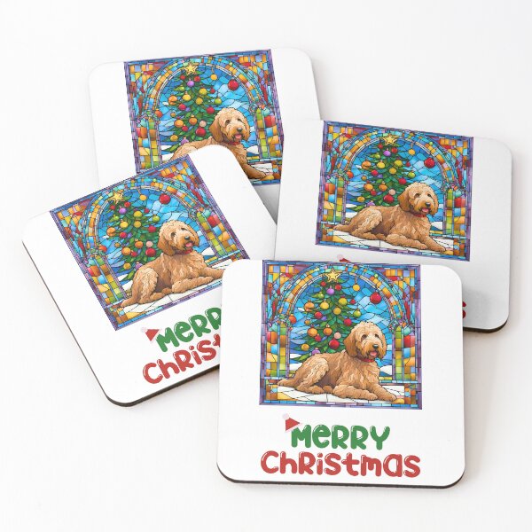 Item preview, Labradoodle Christmas Stained Glass Art – Festive Holiday Design for Dog Lovers designed and sold by Fredster1966.