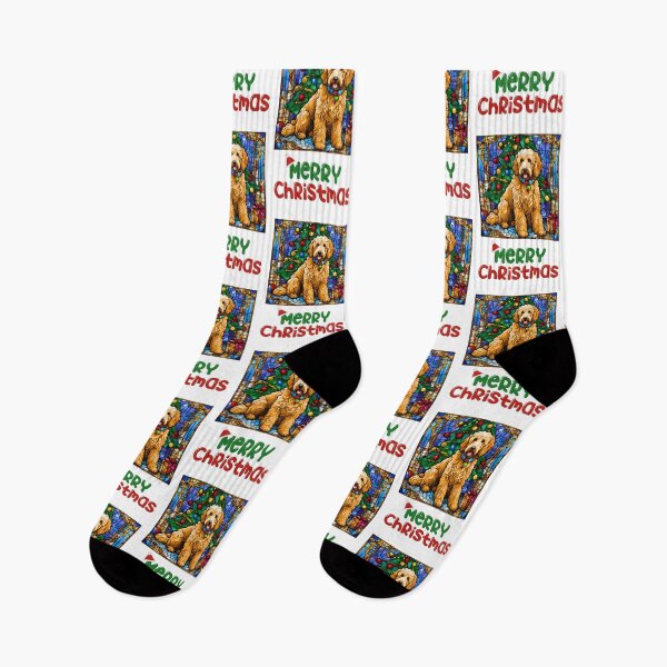 Item preview, Goldendoodle Christmas Stained Glass Art – Festive Holiday Design for Dog Lovers designed and sold by Fredster1966.