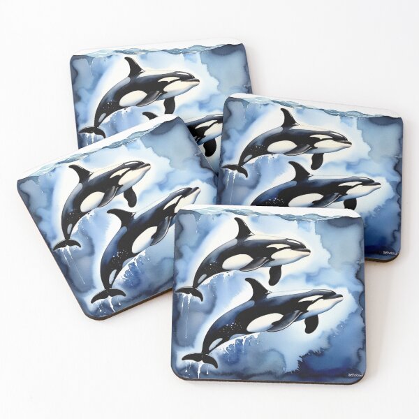 Item preview, Orca Killer Whale Underwater Coasters designed and sold by F.O.M.O. Artifacts From a Broken Alternative Reality.