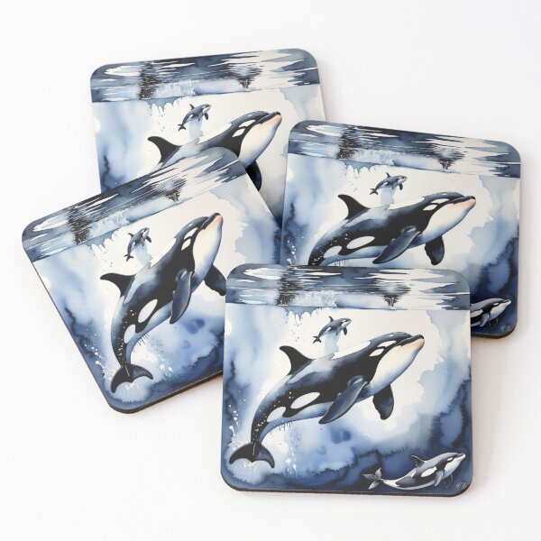 Item preview, Whale and Orca Underwater Coasters designed and sold by F.O.M.O. Artifacts From a Broken Alternative Reality.
