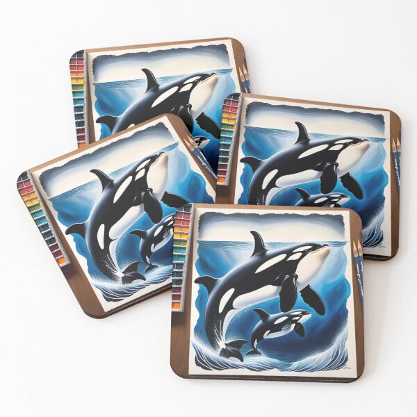 Item preview, Marine Life Orca Killer Whale Coasters designed and sold by F.O.M.O. Artifacts From a Broken Alternative Reality.