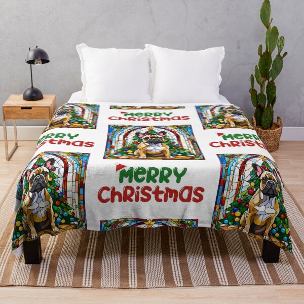 Item preview, Merry Christmas French Bulldog Stained Glass - Festive Holiday Dog Art designed and sold by Fredster1966.