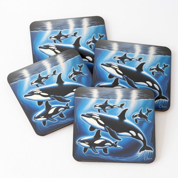 Item preview, Ocean Wildlife Killer Whale Coasters designed and sold by F.O.M.O. Artifacts From a Broken Alternative Reality.
