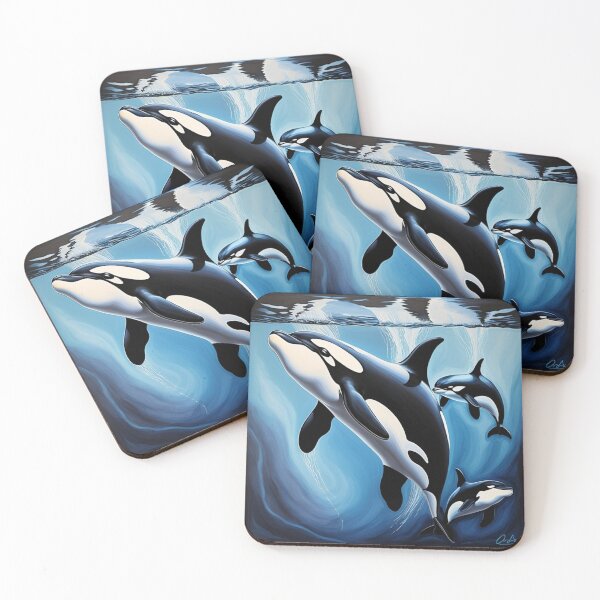 Item preview, Underwater Killer Whale and Orca Coasters designed and sold by F.O.M.O. Artifacts From a Broken Alternative Reality.