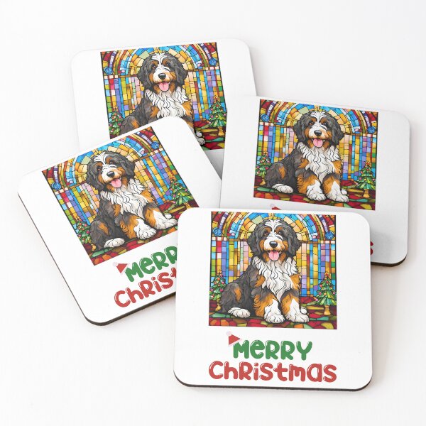 Item preview, Merry Christmas Bernedoodle Stained Glass - Festive Holiday Dog Design designed and sold by Fredster1966.