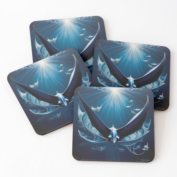 Item preview, Blue Ocean Stingray Fantasy Coasters designed and sold by F.O.M.O. Artifacts From a Broken Alternative Reality.