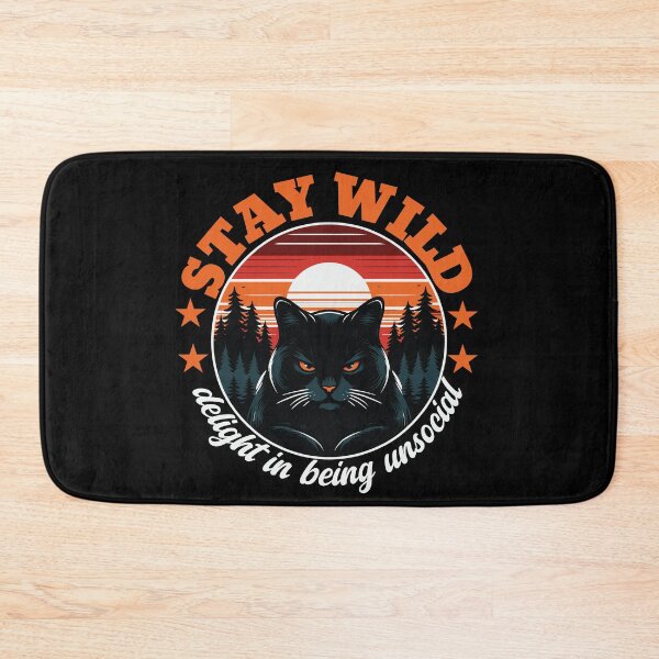 Item preview, Stay Wild Delight In Being Unsocial Cat Forest Sunset designed and sold by ToxiCool.