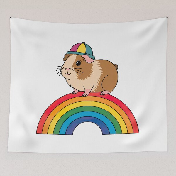Item preview, Cute Guinea Pig on a Rainbow designed and sold by graphic-genie.
