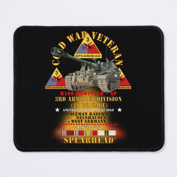 Item preview, 3rd Armored Division - Gelnhausen, Germany - M109 Howitzer SP - Spearhead w Fire - 1973-76 w DUI - COLD X 300 designed and sold by Military Insignia Products.