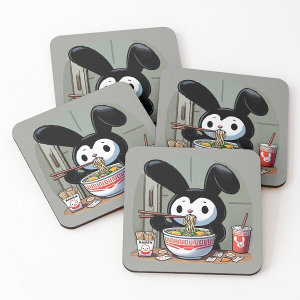 Item preview, Oswald The Lucky Rabbit Eating Ramen designed and sold by Myra365Art.