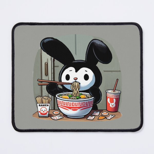Item preview, Oswald The Lucky Rabbit Eating Ramen designed and sold by Myra365Art.