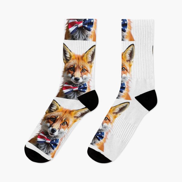 Item preview, Funny cool Fox wearing a USA flag bow tie designed and sold by LazyOwlStore.