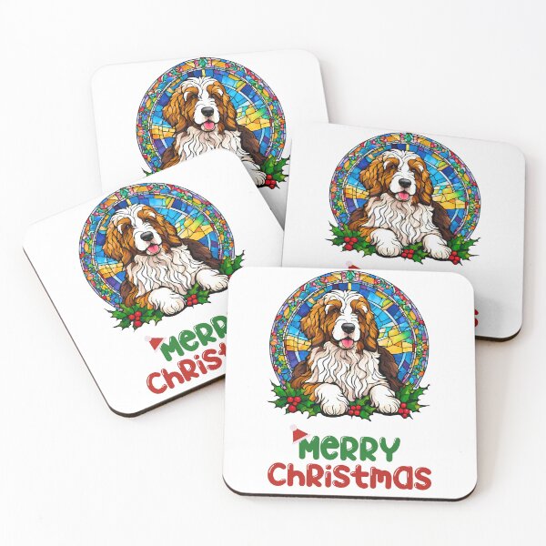 Item preview, Merry Christmas Bernedoodle Stained Glass - Festive Holiday Dog Design designed and sold by Fredster1966.
