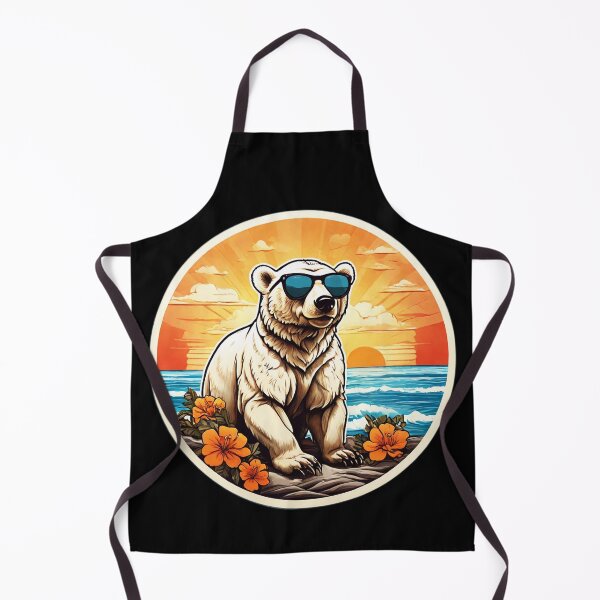 Item preview, Polar Bear with Sunglasses at Sunset - Hawaii Beach with Orchids designed and sold by NautiChic.