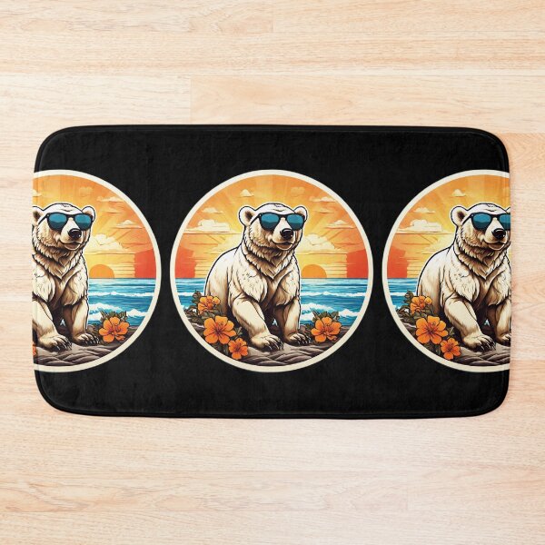 Item preview, Polar Bear with Sunglasses at Sunset - Hawaii Beach with Orchids designed and sold by NautiChic.