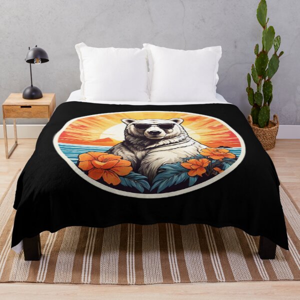 Item preview, Polar Bear with Sunglasses at Sunset on a Hawaiian Beach with Orchids designed and sold by NautiChic.