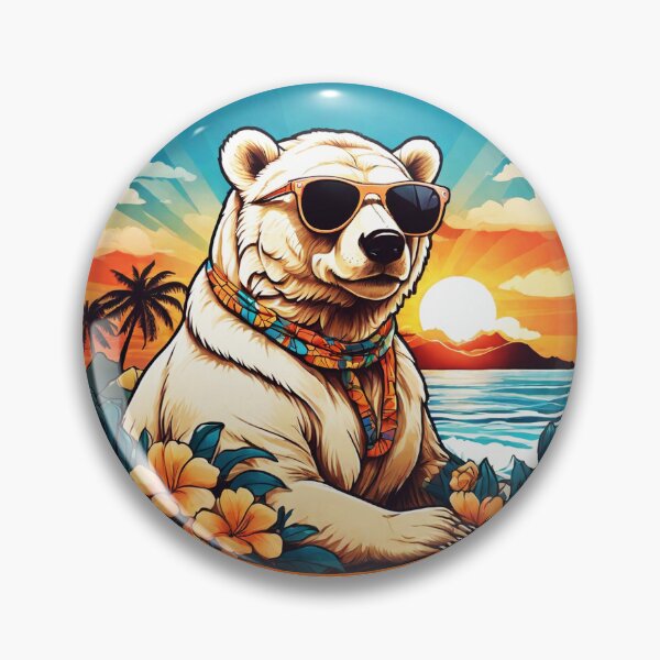 Item preview, Polar Bear with Sunglasses at Sunset by The Ocean designed and sold by NautiChic.