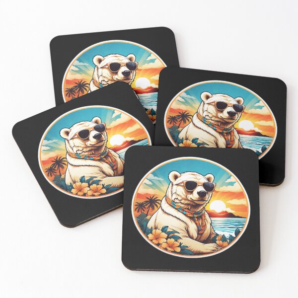 Item preview, Polar Bear with Sunglasses at Sunset by The Ocean designed and sold by NautiChic.