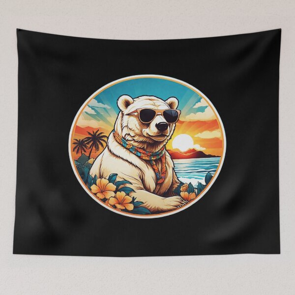 Item preview, Polar Bear with Sunglasses at Sunset by The Ocean designed and sold by NautiChic.