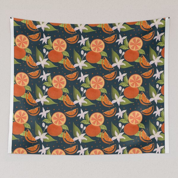 Item preview, Repeat Orange Pattern on Dark Background designed and sold by Kriti Tiwari.