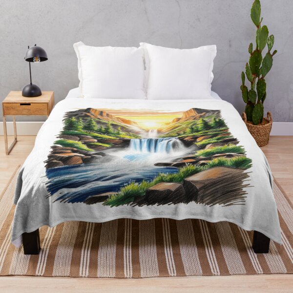 Item preview, La pintura tiene un estado de ánimo sereno y pacífico, con la cascada. designed and sold by PWDigitalArt.