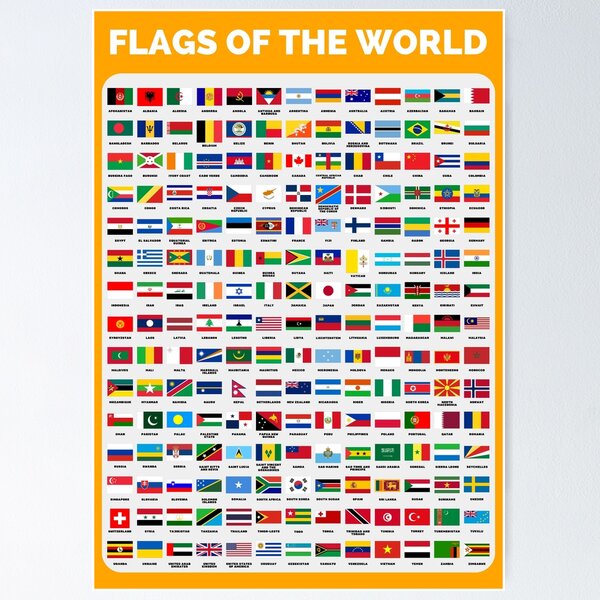 Item preview, Flags Of The World With Names  designed and sold by USEFULART-Shop.