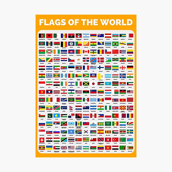 Item preview, Flags Of The World With Names  designed and sold by USEFULART-Shop.