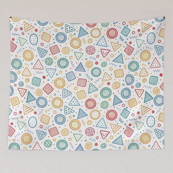 Item preview, Clean doodles of playful shapes like triangles, circles, and squares in a continuous pattern. designed and sold by DigitalArtByJoe.