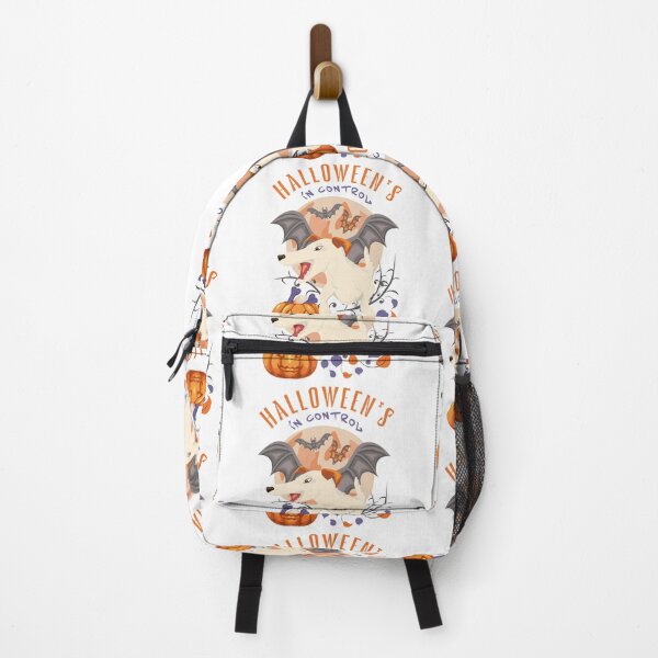 Item preview, Smooth-Haired Fox Terrier with Jack-O'-Lantern and Flying Bats for Halloween designed and sold by olenapetol.