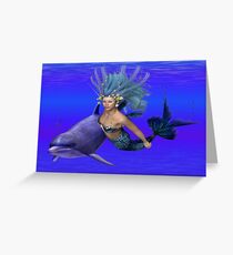 Tarjeta de felicitación Princess of the oceans .. swimming with dolphins