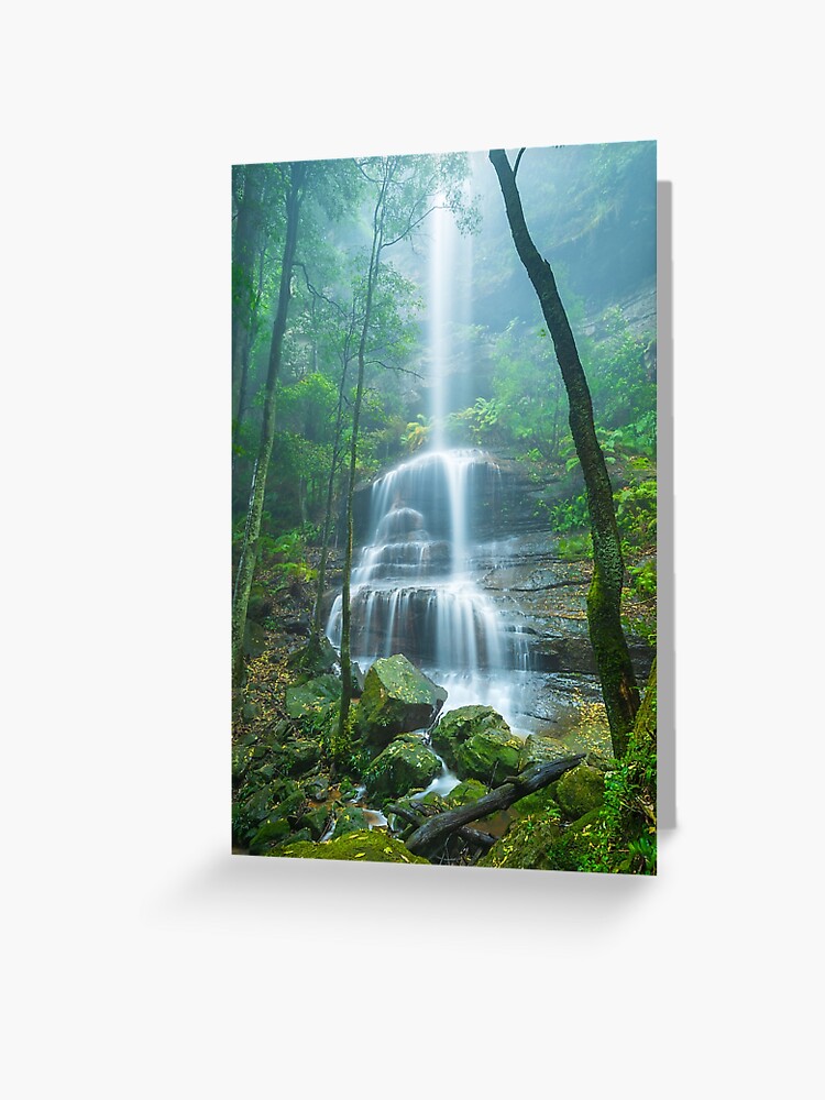 Thumbnail 1 of 2, Greeting Card, Witches Leap Falls, Katoomba, Blue Mountains, New South Wales, Australia designed and sold by Chockstone.