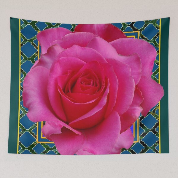 Aperçu de l'œuvre FUCHSIA PINK ROSE ART & BLEU-VERT RÉSUMÉ créée et vendue par sharlesart.