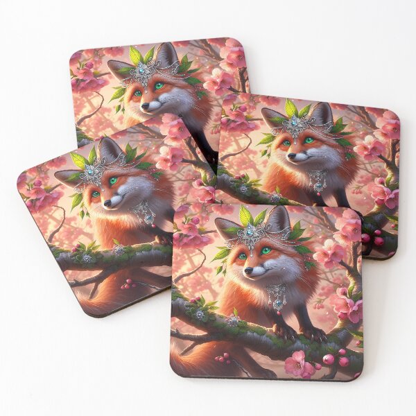Item preview, Bejeweled Fox Queen on a blooming Sakura Tree designed and sold by EmeraldeaArt.